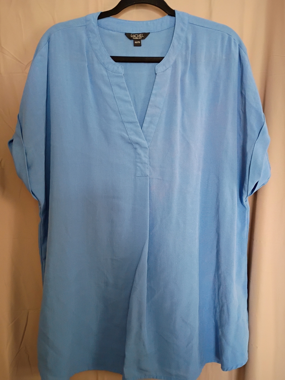 Rachel Light Blue Split V-Neck Tunic